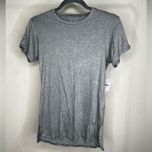 grey small stripped work out shirt